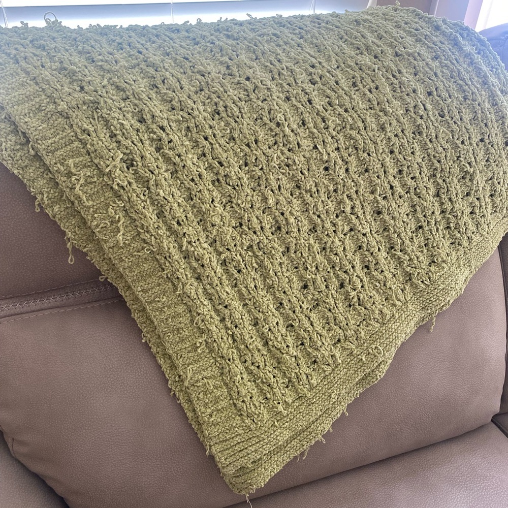 Cozy Sage Green Chenille Throw Blanket